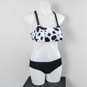 NWT girls cow print ruffle bikini